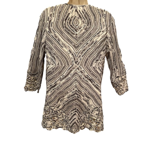 Obstinee by IKA Beautiful Button Up Ribbon Textured Jacket size 10 - Picture 8 of 11